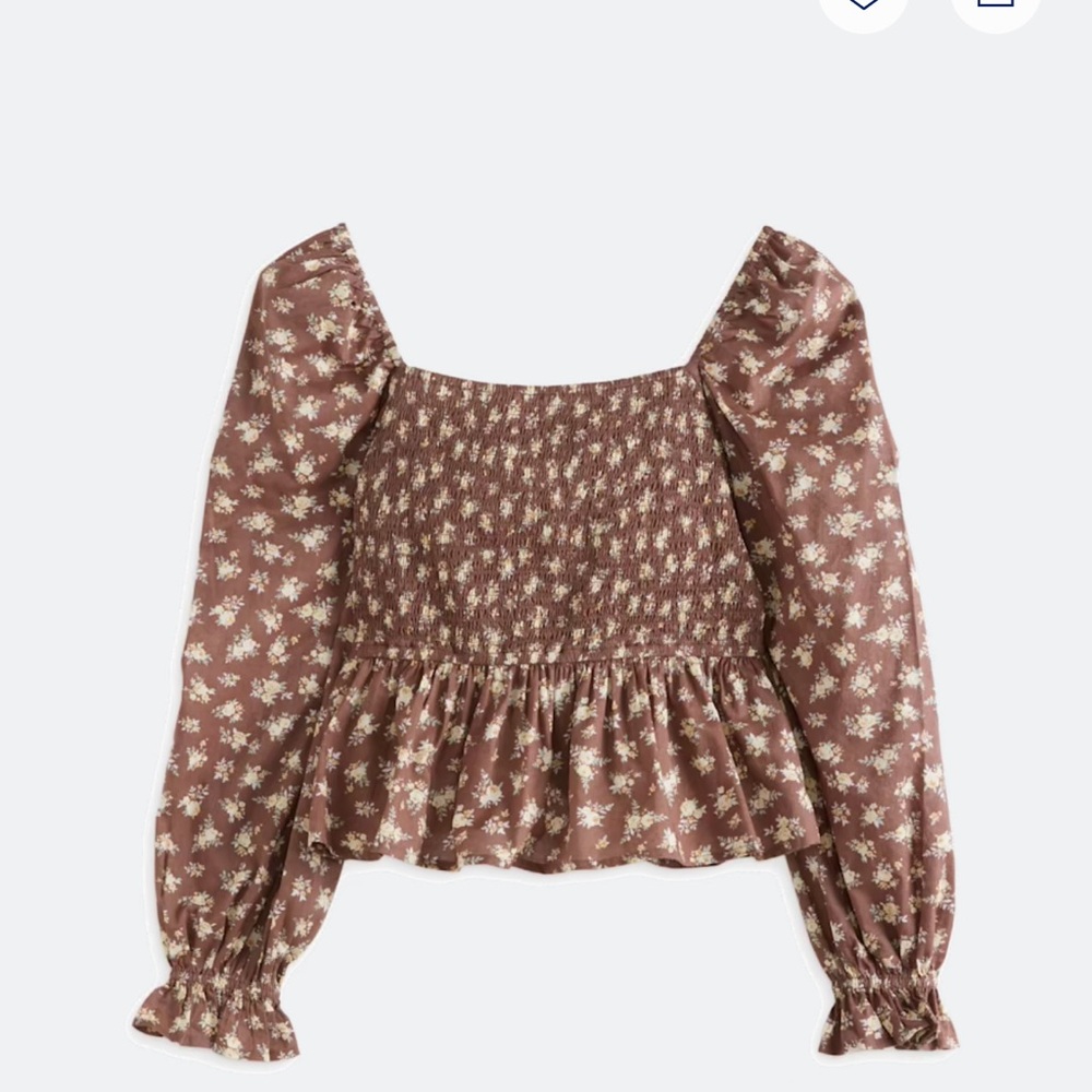 Floral Smocked Square-Neck Peplum Blouse - Picture 4 of 6